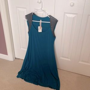New with tags teal dress with faux leather detail